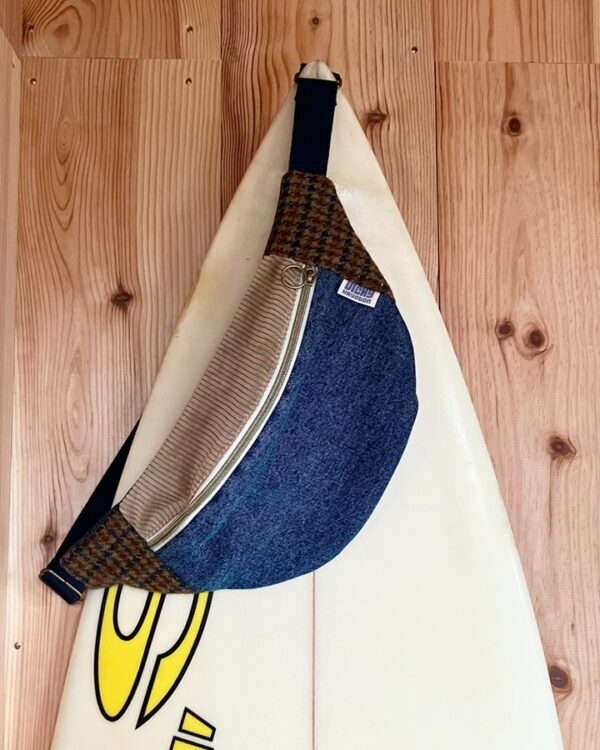 Sac banane L - Velours jean