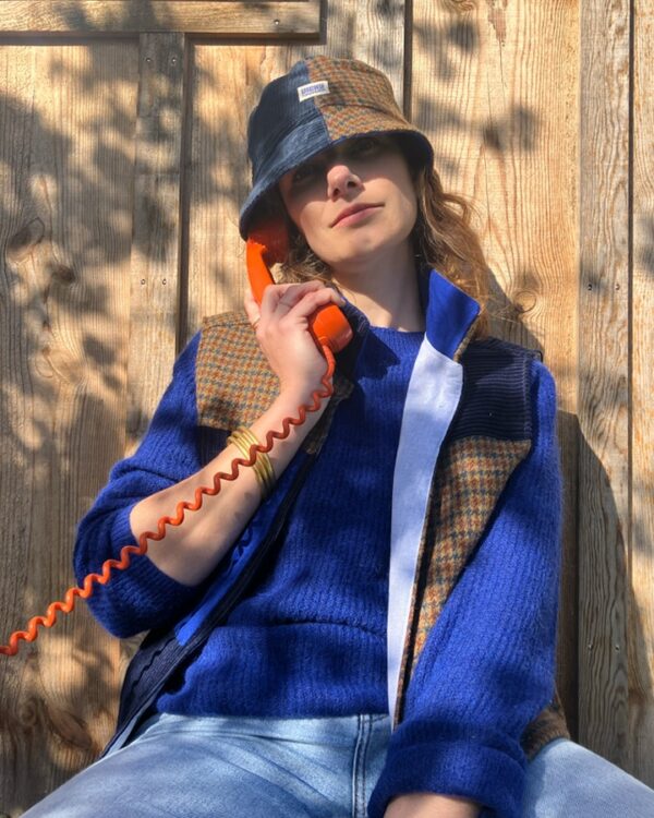 Veste sans manches tweed velours