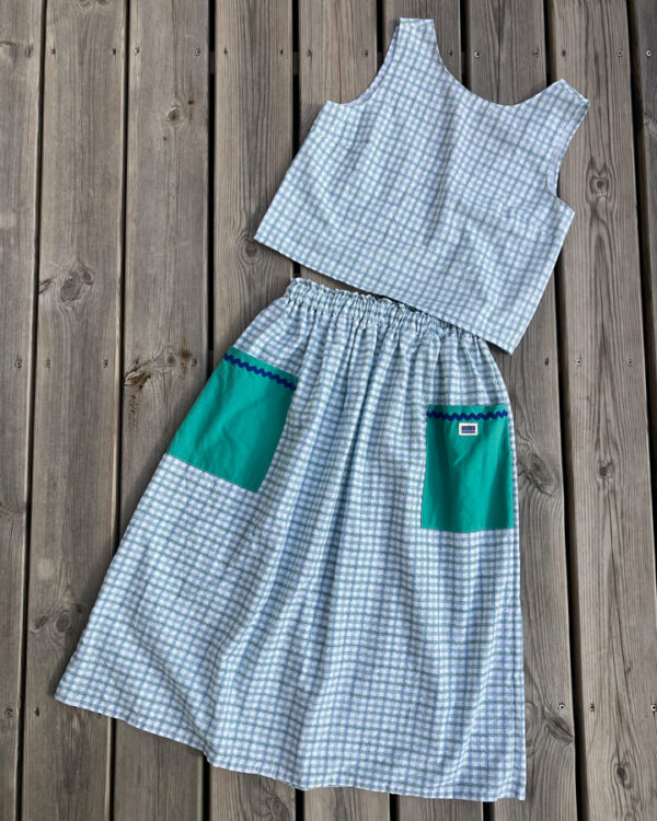 Top + Jupe Carreaux Vert Bleu