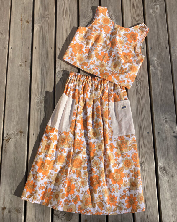 Top + Jupe Fleurs orange
