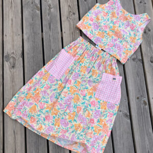 Jupe Fleur poches Vichy Rose