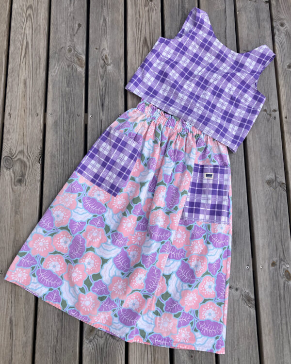 Top + Jupe Fleurs carreaux violet