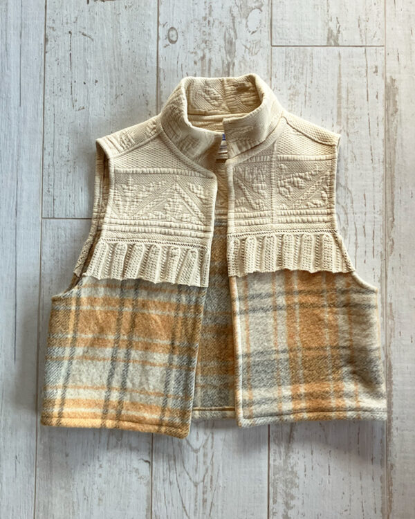 Veste Mix Carreaux matelassé beige