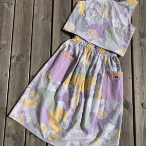 Top + Jupe Fleurs Mauve Poche Vichy