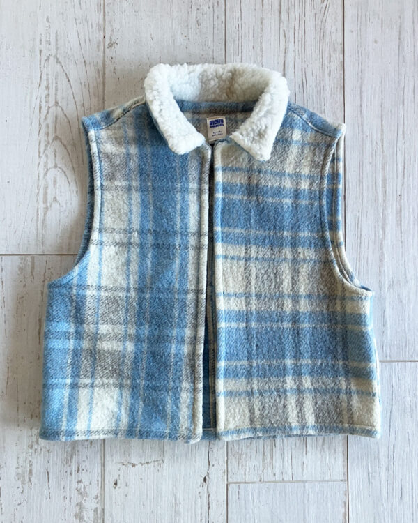 Veste Carreaux Bleu Col Moumoutte